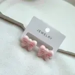 گوشواره پاپیون صورتی کد 165