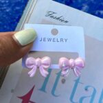 گوشواره پاپیون صورتی کد 165 - Image 2