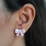 گوشواره پاپیون صورتی کد 165 - Image 3