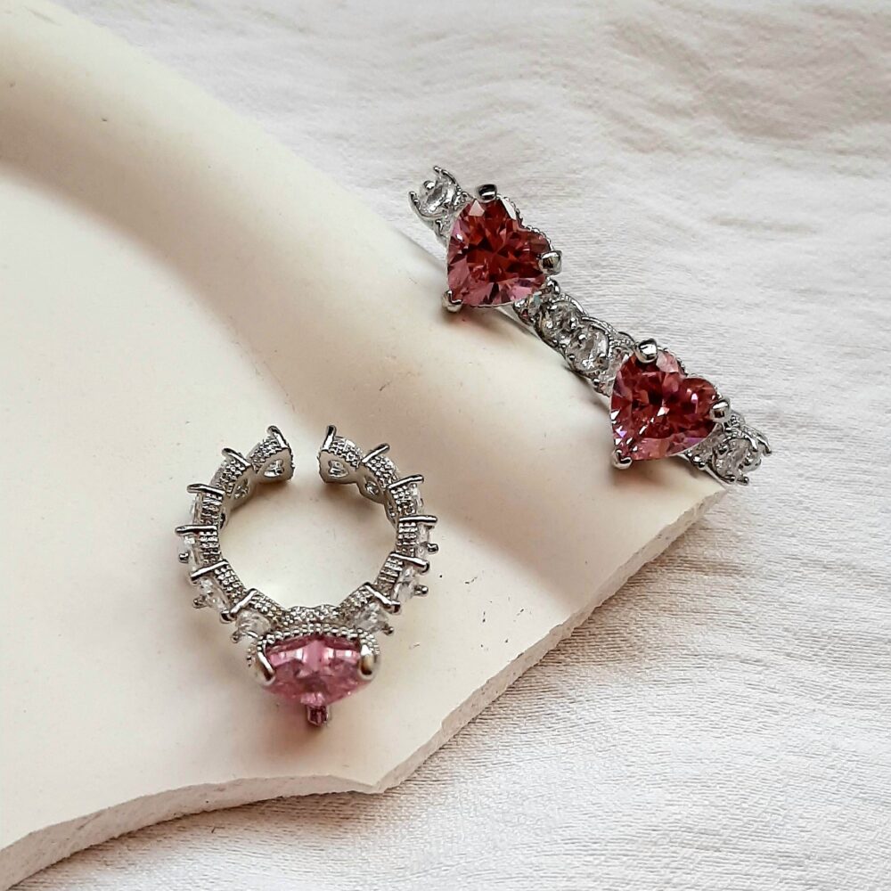 IMG_7866 انگشتر قلب صورتی جواهری کد 236 - Image 3