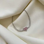 دستبند جواهری قلب صورتی